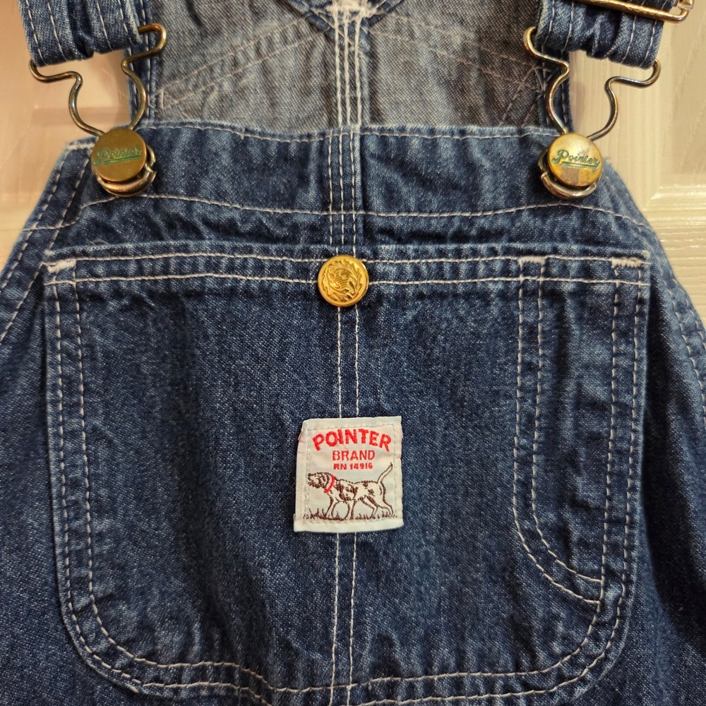 Pointer Brand Kids Vintage Denim Bib Overalls Made in USA Dark Wash Age 10